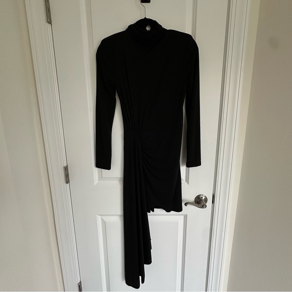 NWT Black Zara Gathered Short Asymmetrical Dress - Small